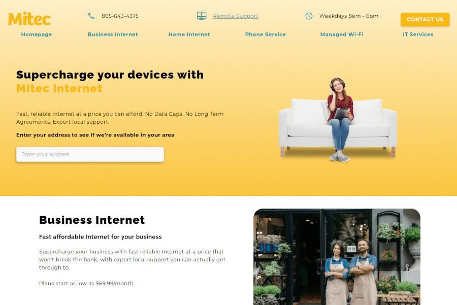 Mitecinternet.net's homepage