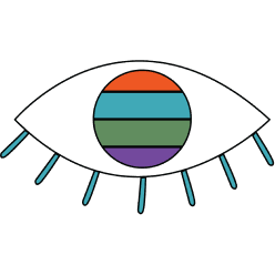 A Sticker of an eye that represents design